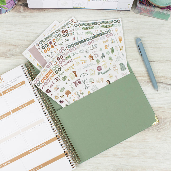 Planner Sticker Value Pack, Monthly Celebrations, Cool Tones