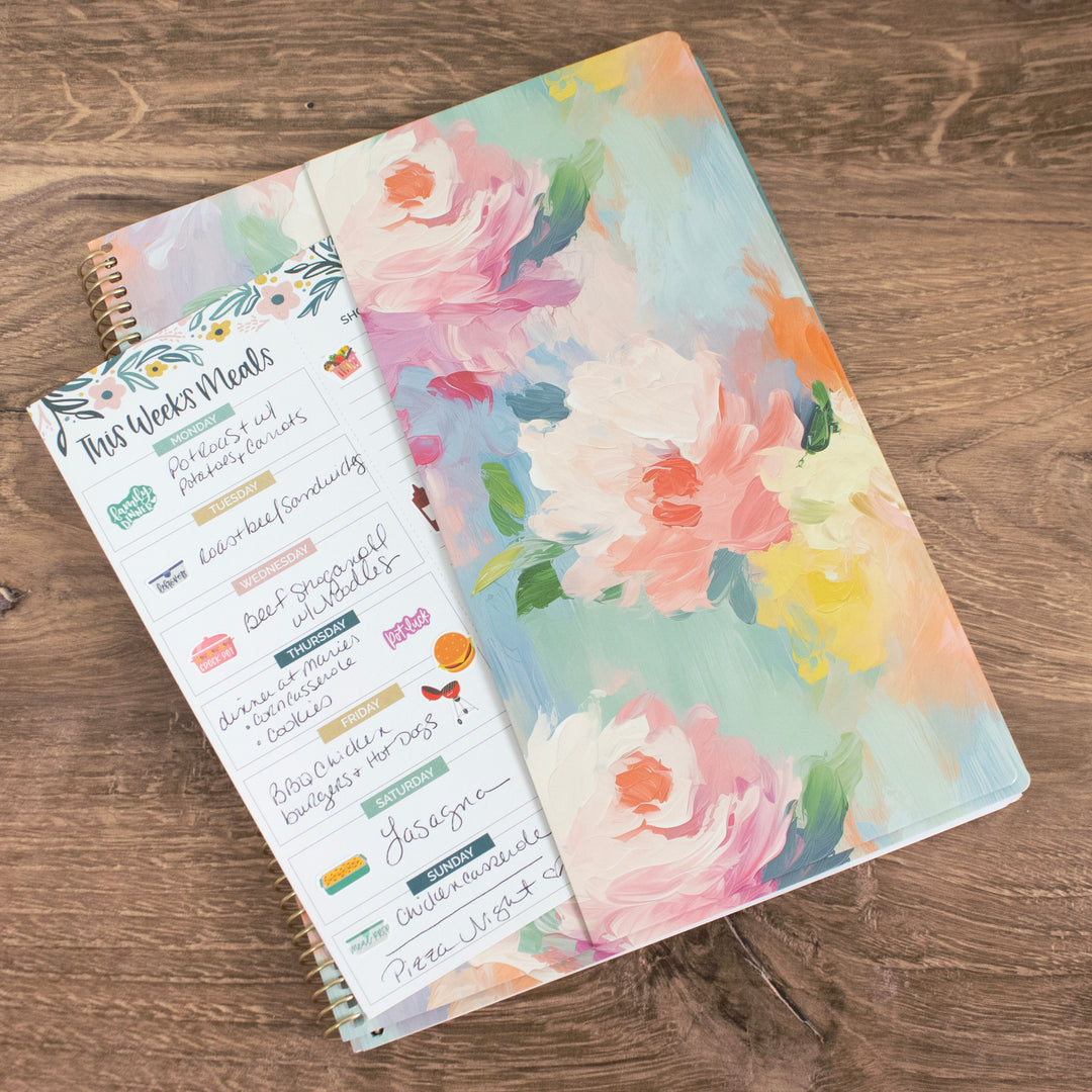 2025 Soft Cover Planner, 8.5" x 11", Painted Peonies