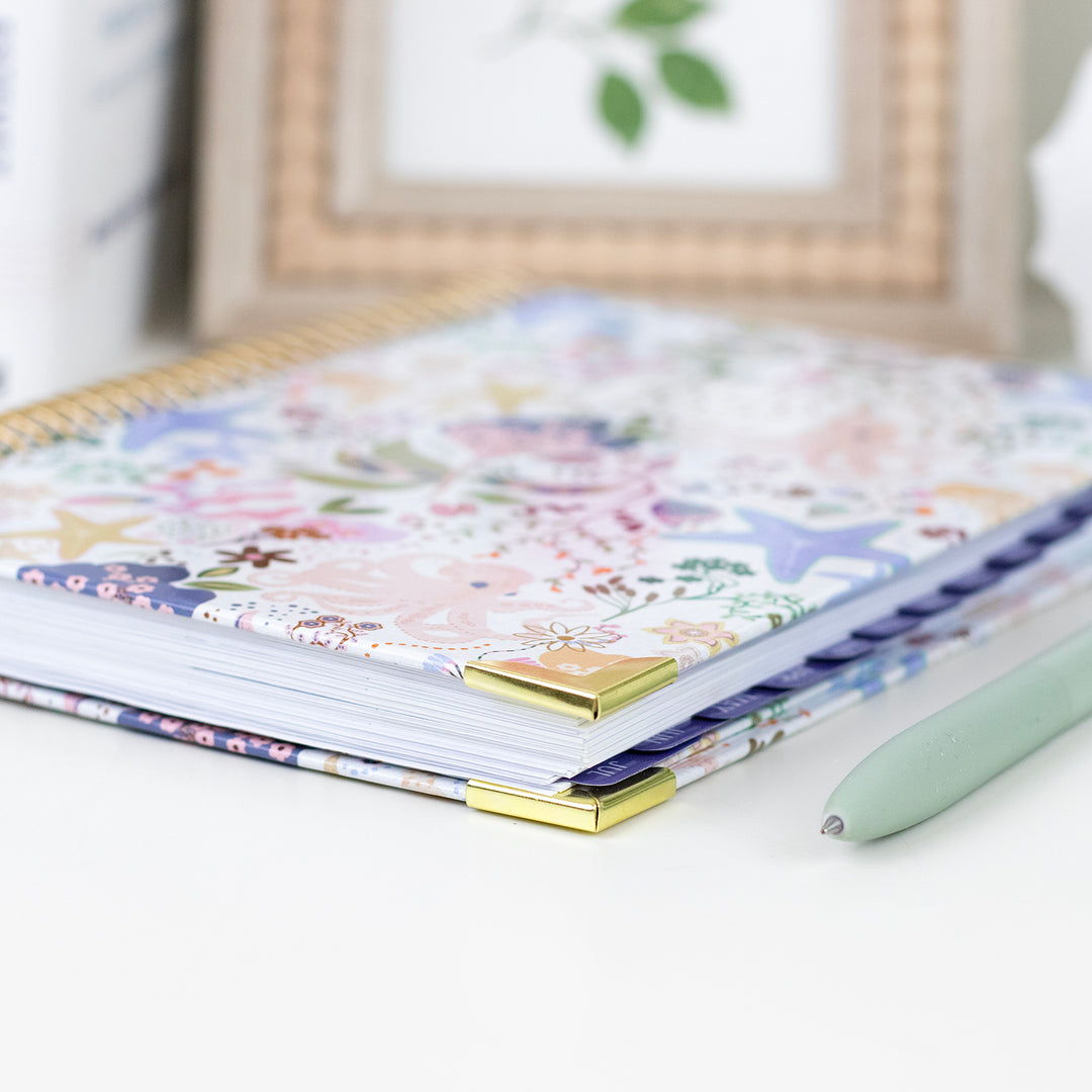 2026-27 Hard Cover Planner, 5.5" x 8.25" | Seaside Whimsy - bloom daily planners