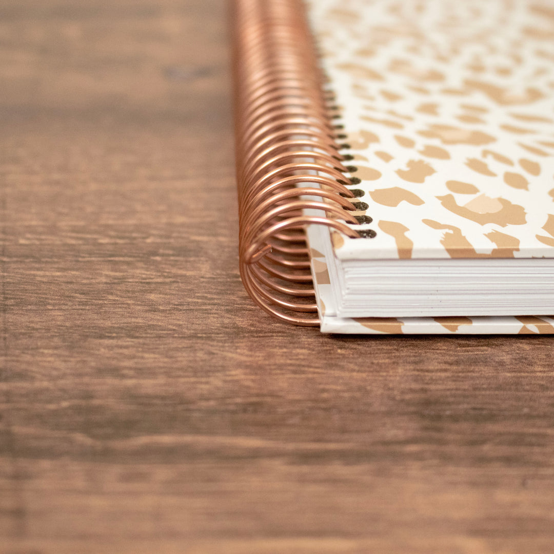 2025 Hard Cover Planner, 8.5" x 11", Tan Leopard