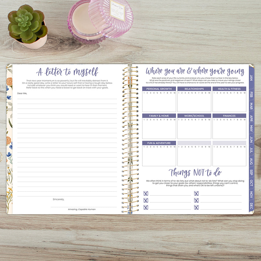 2026 Hard Cover Planner, 8.5" x 11", Whimsical Wildflowers