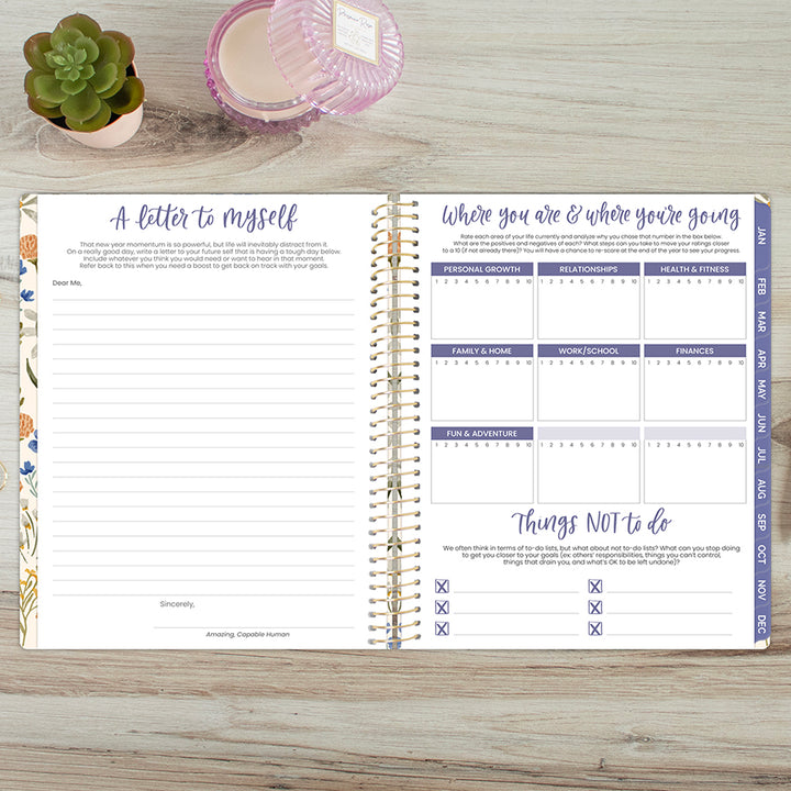 2026 Hard Cover Planner, 8.5" x 11", Whimsical Wildflowers