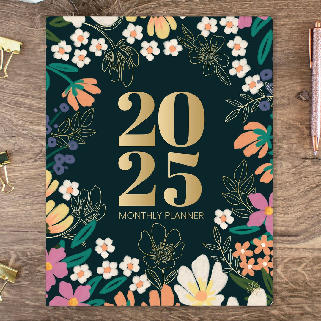 2025 Monthly Planner, 9" x 12", Blooming Wildly