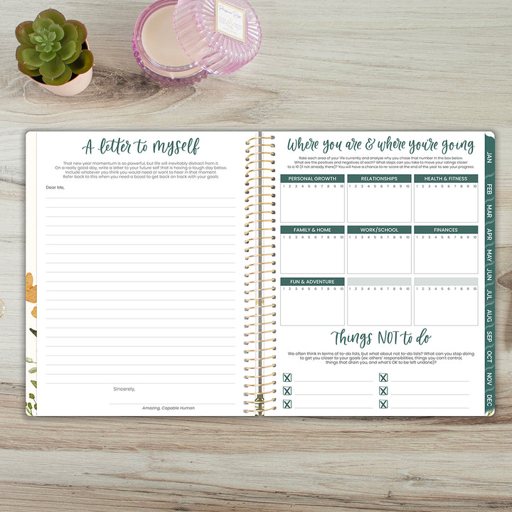 2026 Soft Cover Planner, 8.5" x 11", Beige Bouquet