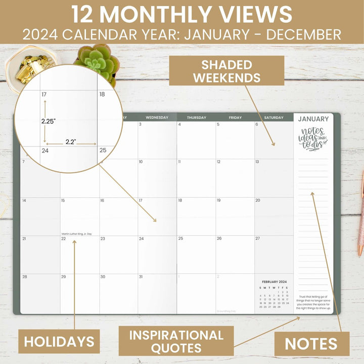 2024 Monthly Planner, 9" x 12", Dreams in Bloom