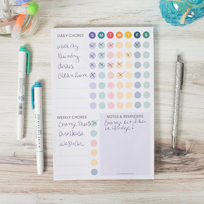Planning Pad, 6" x 9", Chore Pad with Magnets, Bright