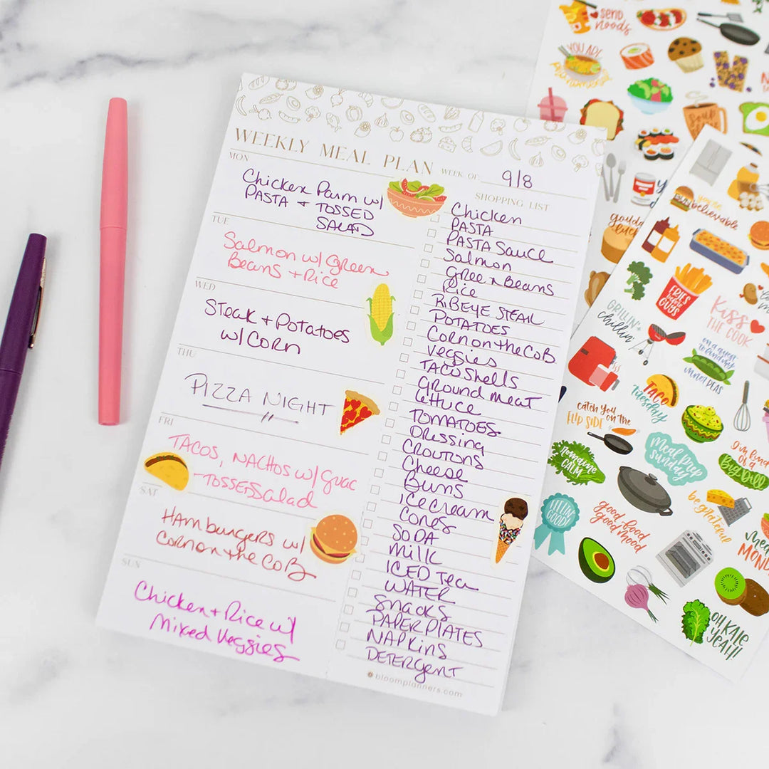 Planning Pad, 6" x 9", Meal Planning Pad with Magnets, Modern Gold