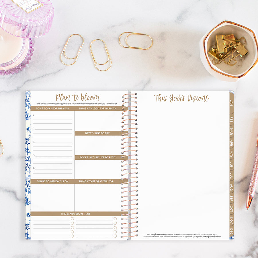 2026 Soft Cover Planner, 5.5" x 8.25", Blue & White Floral
