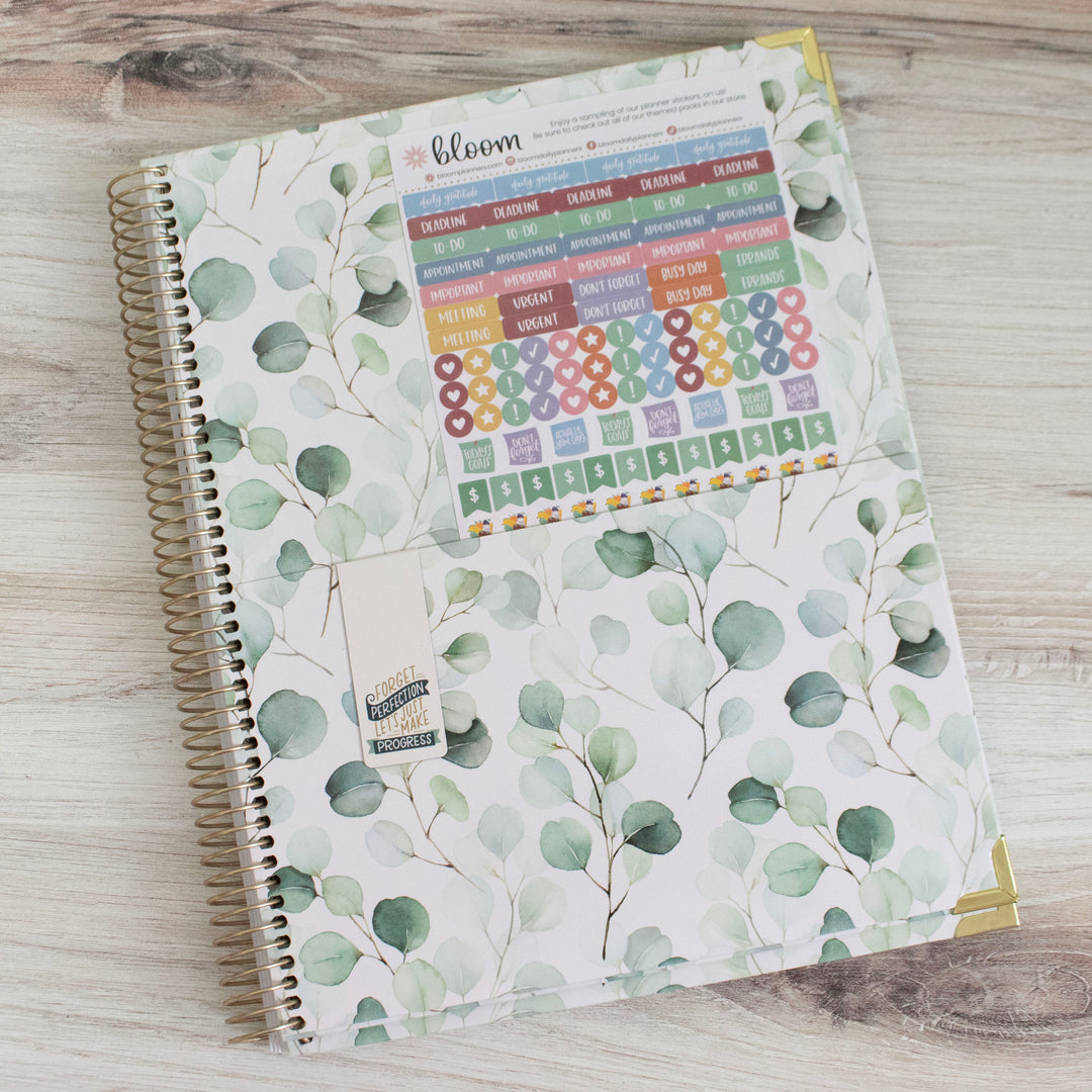 2025 Hard Cover Planner, 8.5" x 11", Boho Greenery