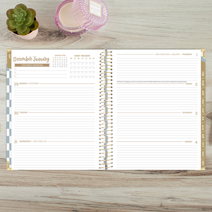 2026 Hard Cover Planner, 8.5" x 11", Checkered