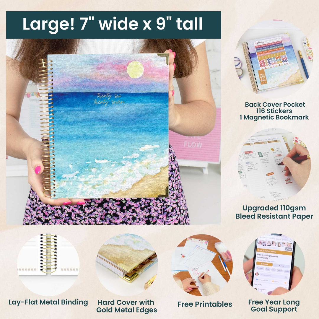 2026–27 Vision Goal Planner, 7.5" x 9" | Coastal Calm - bloom daily planners