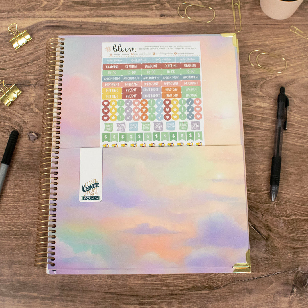 2025 Hard Cover Planner, 8.5" x 11", Cotton Candy Clouds