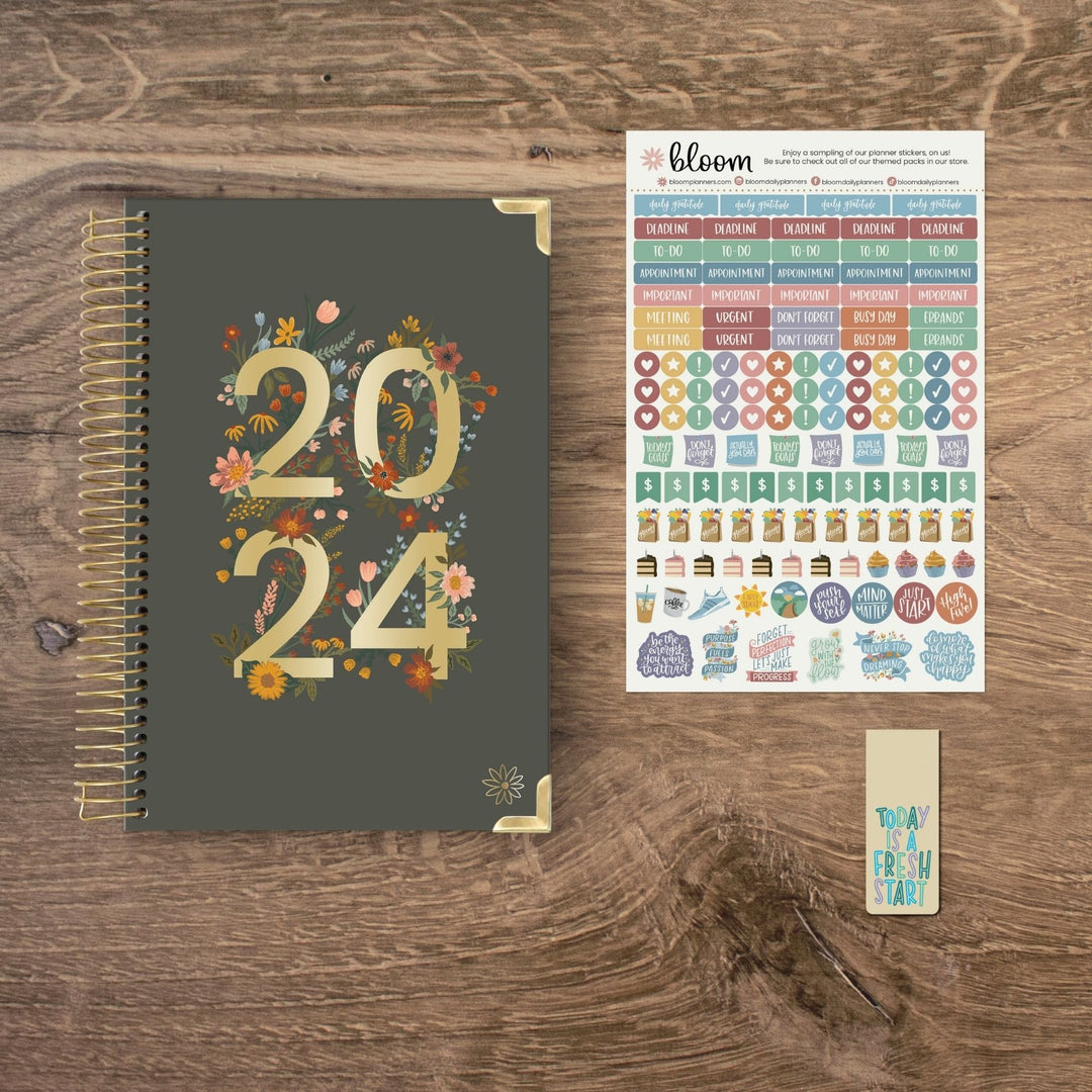 2024 Hard Cover Planner, 5.5" x 8.25", Dreams in Bloom