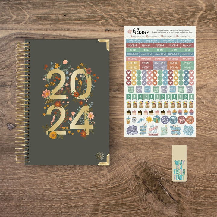 2024 Hard Cover Planner, 5.5" x 8.25", Dreams in Bloom