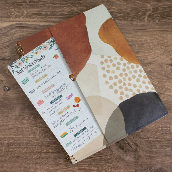 2025 Soft Cover Planner, 8.5" x 11", Earthy Abstract, Blue