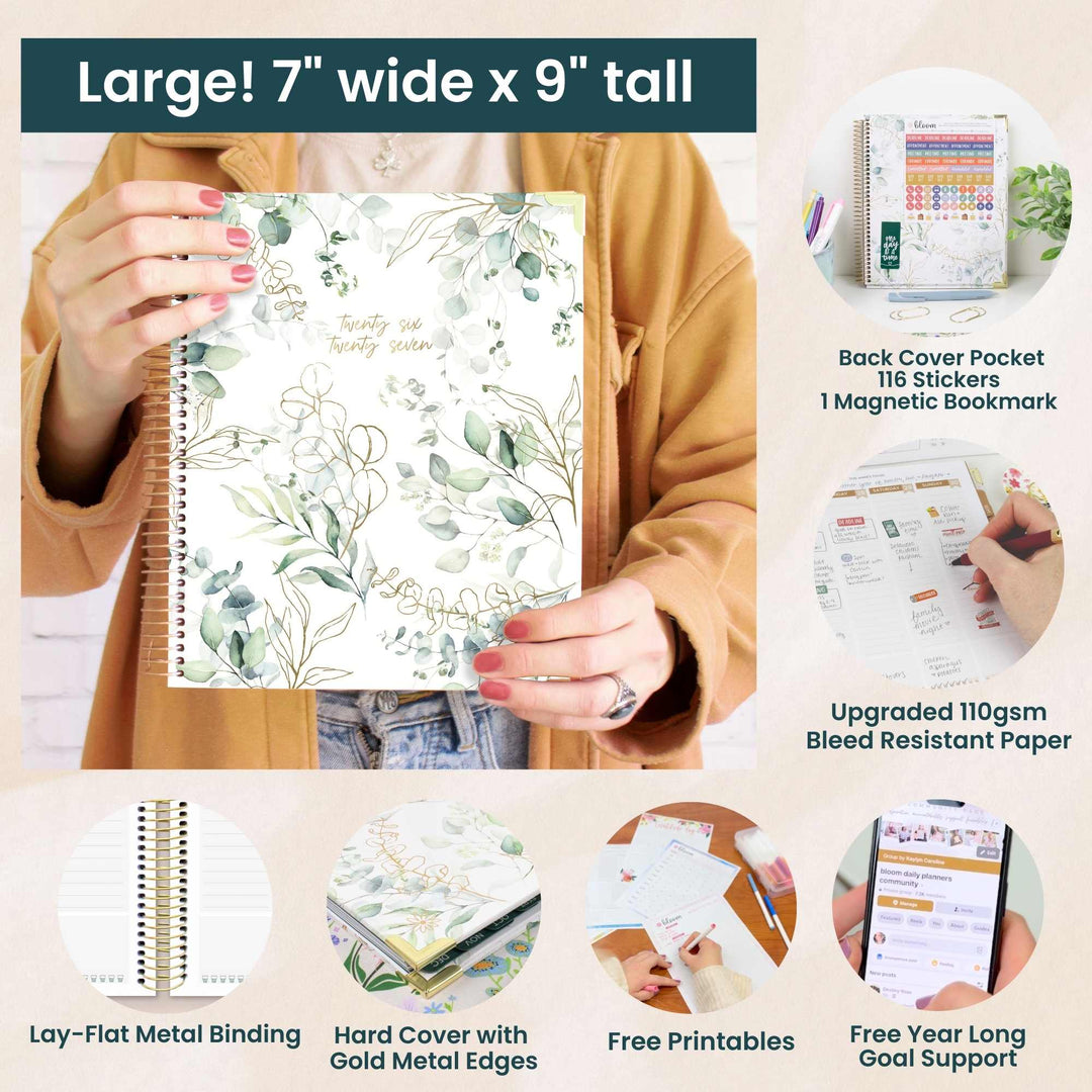 2026–27 Vision Goal Planner, 7.5" x 9" | Eucalyptus - bloom daily planners