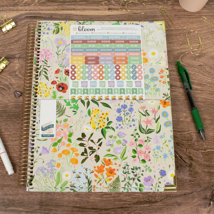 2025 Hard Cover Planner, 8.5" x 11", Garden Party, Beige