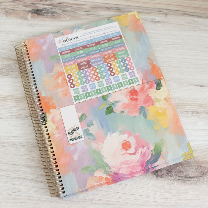 2025 Hard Cover Planner, 8.5" x 11", Painted Peonies