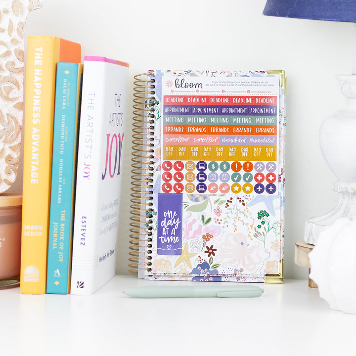 2026-27 Hard Cover Planner, 5.5" x 8.25" | Seaside Whimsy - bloom daily planners