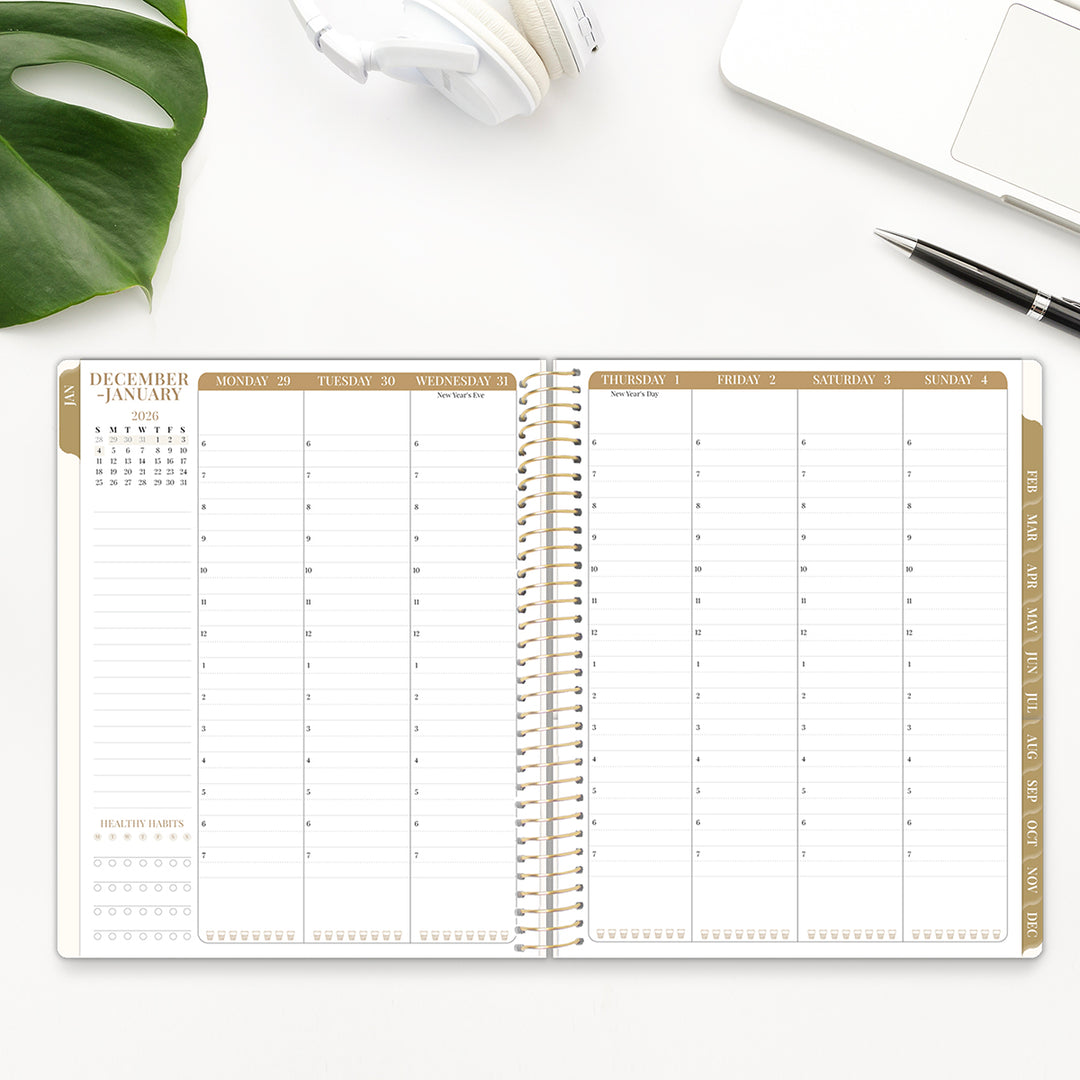 2026 Timed Vertical Weekly Planner, 8.5" x 11", Interchangeable Cover