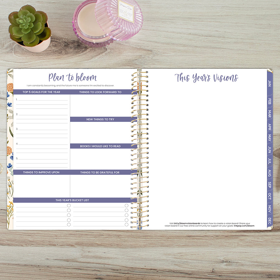 2026 Hard Cover Planner, 8.5" x 11", Whimsical Wildflowers