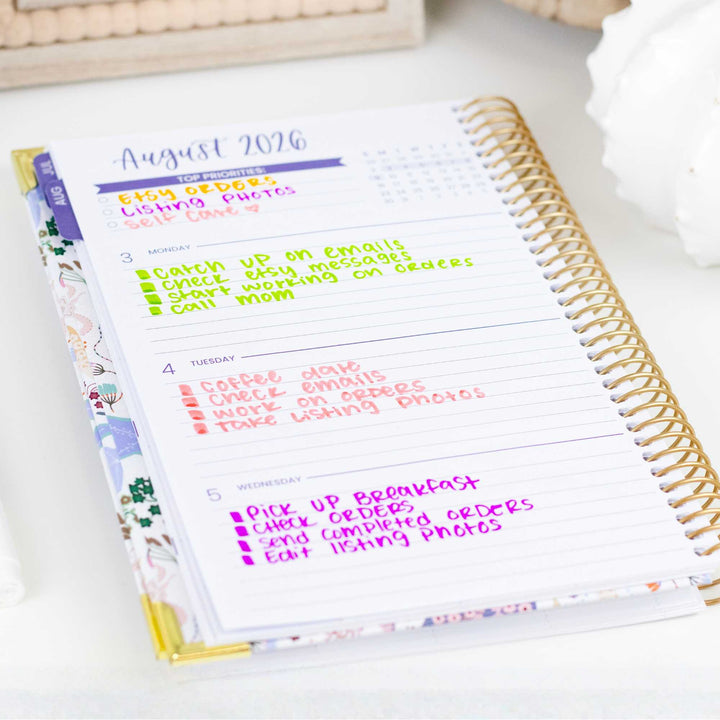 2026-27 Hard Cover Planner, 5.5" x 8.25" | Seaside Whimsy - bloom daily planners