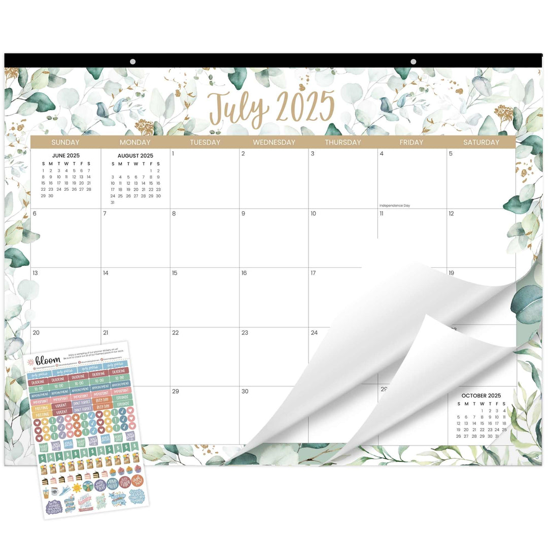 2025-26 Desk & Wall Calendar, 16" x 21", Greenery