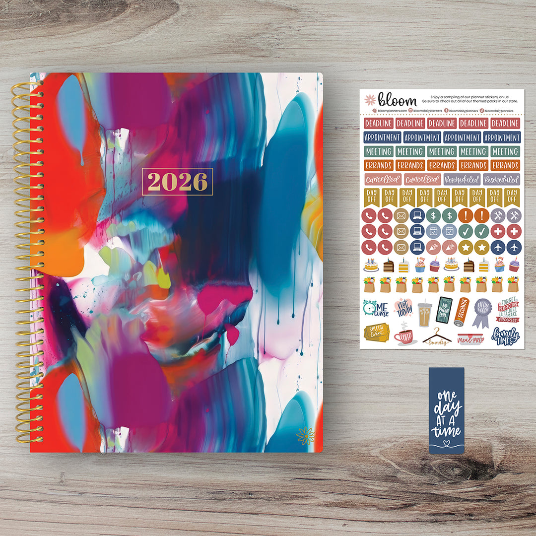 2026 Soft Cover Planner, 8.5" x 11", Brilliant Brushstrokes