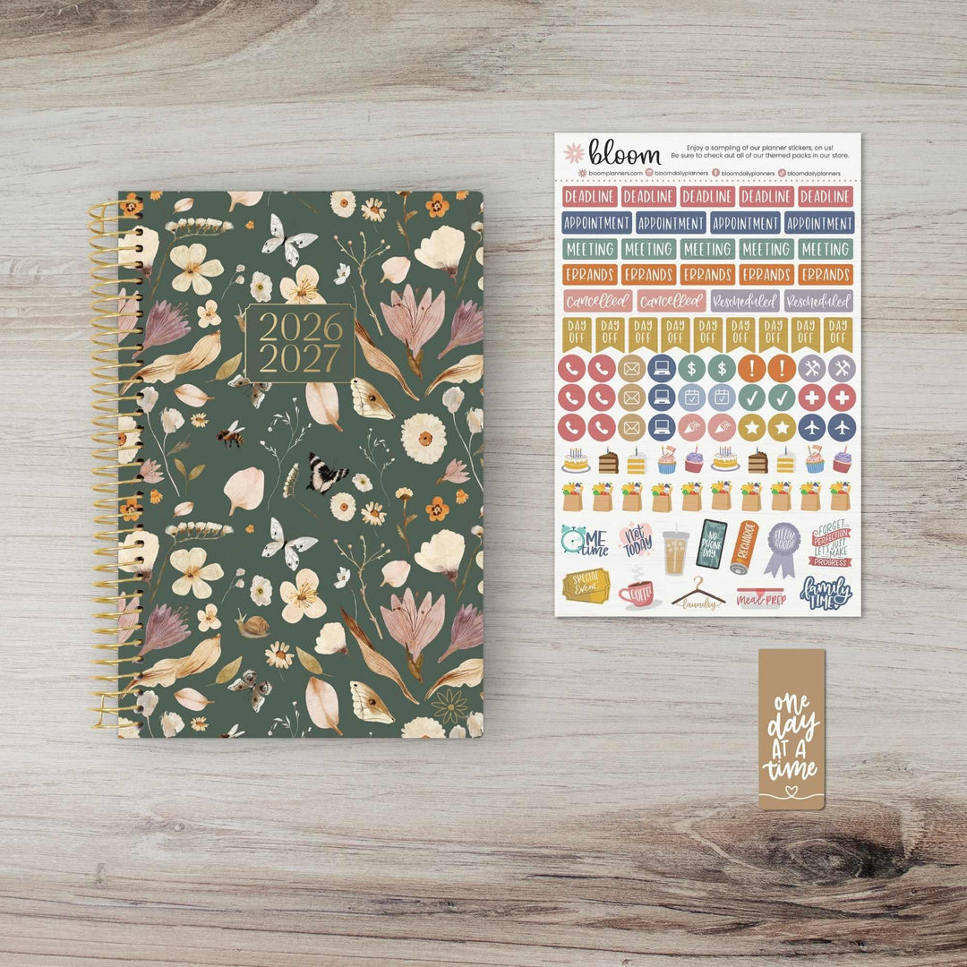 2026-27 Soft Cover Planner, 5.5" x 8.25" | Butterfly Garden - bloom daily planners