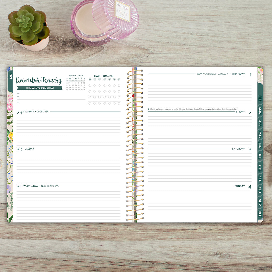 2026 Soft Cover Planner, 8.5" x 11", Garden Party, Beige