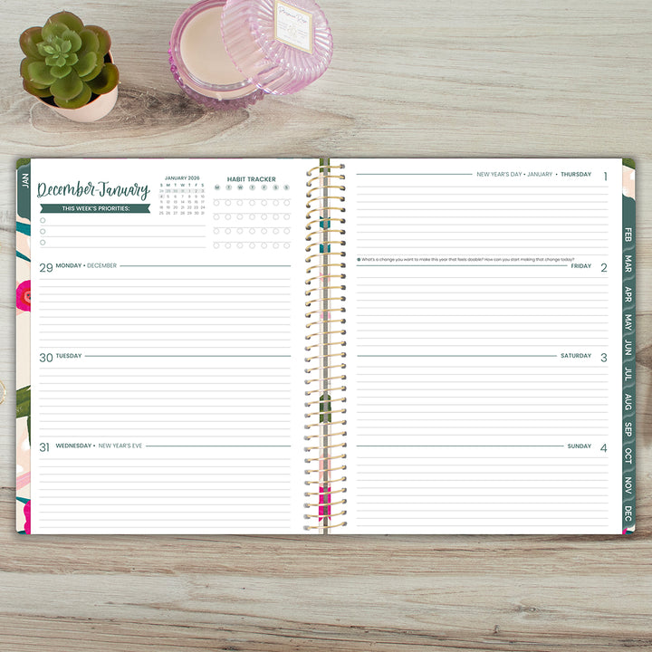 2026 Soft Cover Planner, 8.5" x 11", Pink Poppies