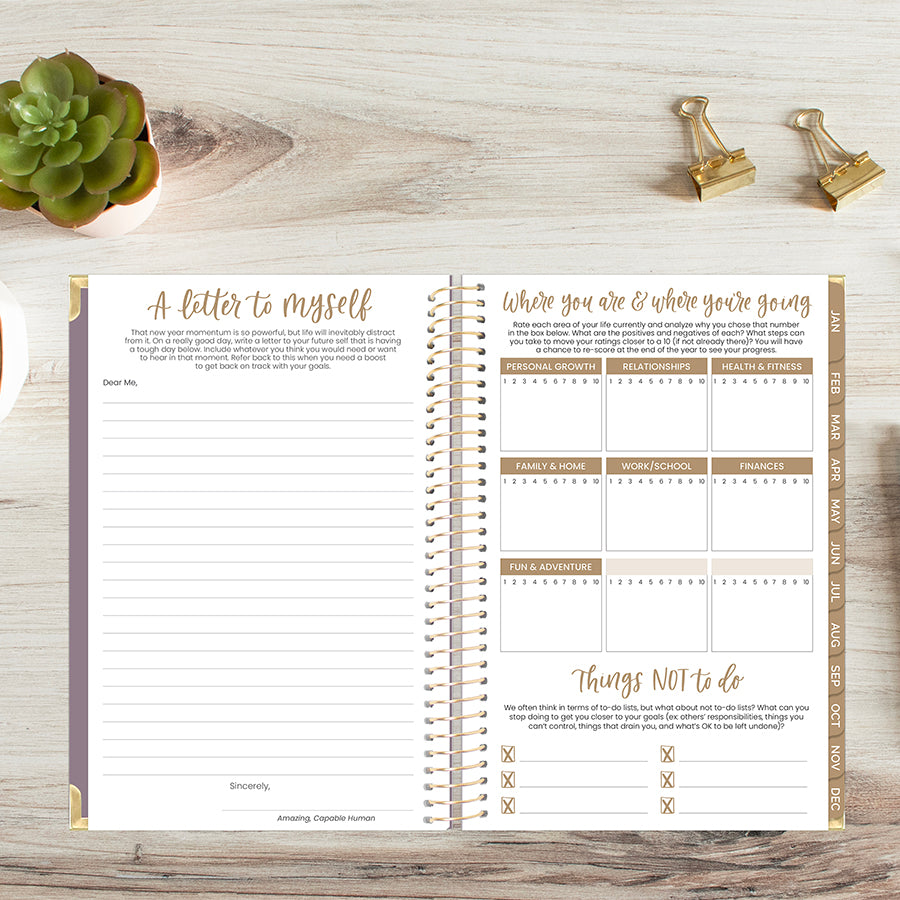 2026 Hard Cover Planner, 5.5" x 8.25", Linen, Purple