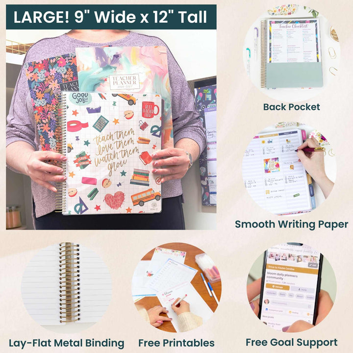 2026-27 Teacher Planner | Bold & Bright | Interchangeable Cover - bloom daily planners