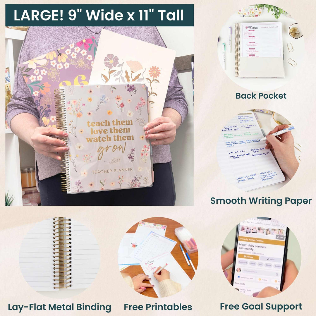 2026-27 Teacher Planner | Cool Tones | Interchangeable Cover - bloom daily planners
