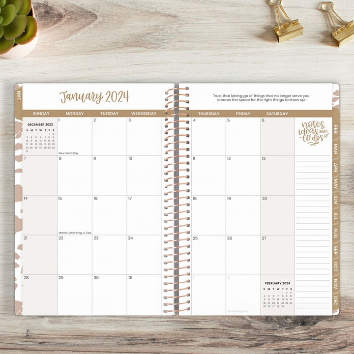2024 Soft Cover Planner, 5.5" x 8.25", Tan Leopard