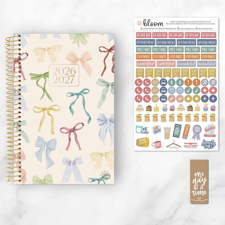 2026-27 Soft Cover Planner, 5.5" x 8.25" | Bows - bloom daily planners