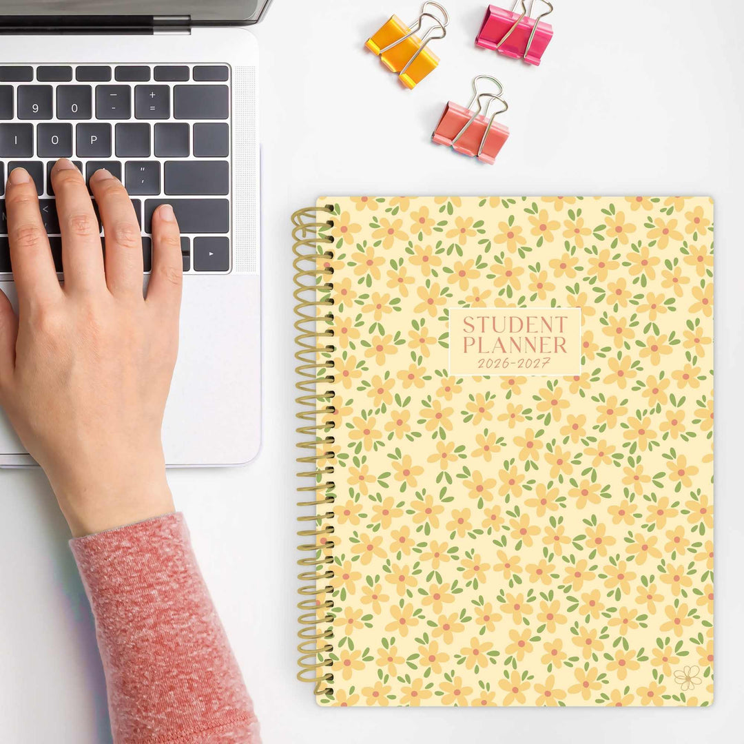 2026–27 Daisy Column Academic Planner, 7" x 9" | Butter Yellow Daisies - bloom daily planners