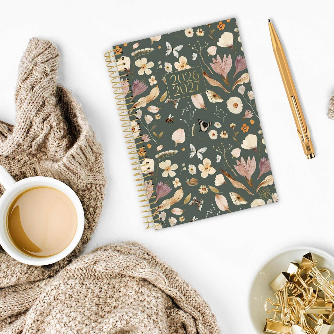 2026-27 Soft Cover Planner, 5.5" x 8.25" | Butterfly Garden - bloom daily planners