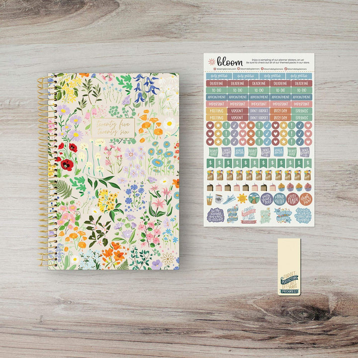 2025-26 Soft Cover Planner, 5.5" x 8.25", Garden Party, Beige