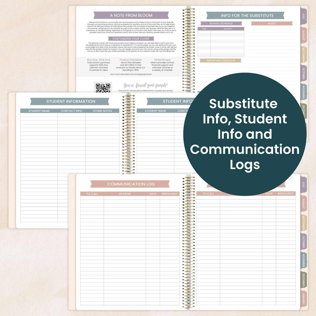 2026-27 Teacher Planner | Cool Tones | Interchangeable Cover - bloom daily planners