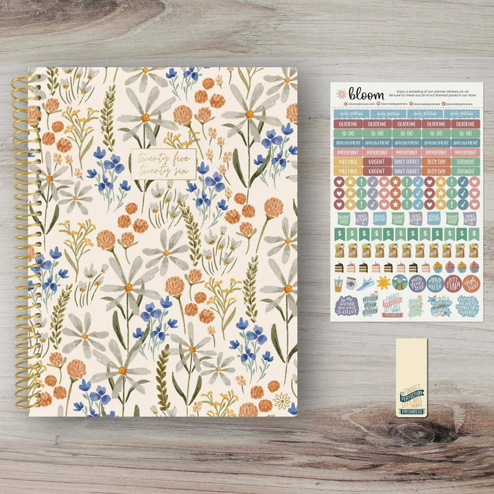 2025-26 Soft Cover Planner, 8.5" x 11", Whimsical Wildflowers