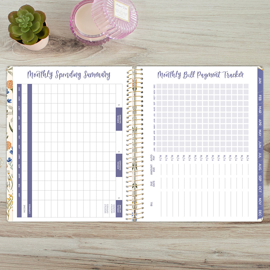 2026 Hard Cover Planner, 8.5" x 11", Whimsical Wildflowers