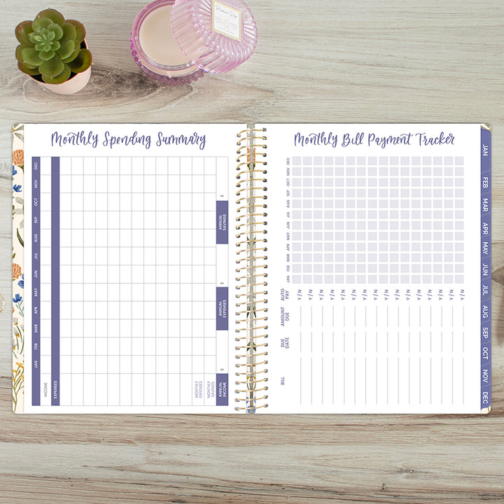 2026 Hard Cover Planner, 8.5" x 11", Whimsical Wildflowers