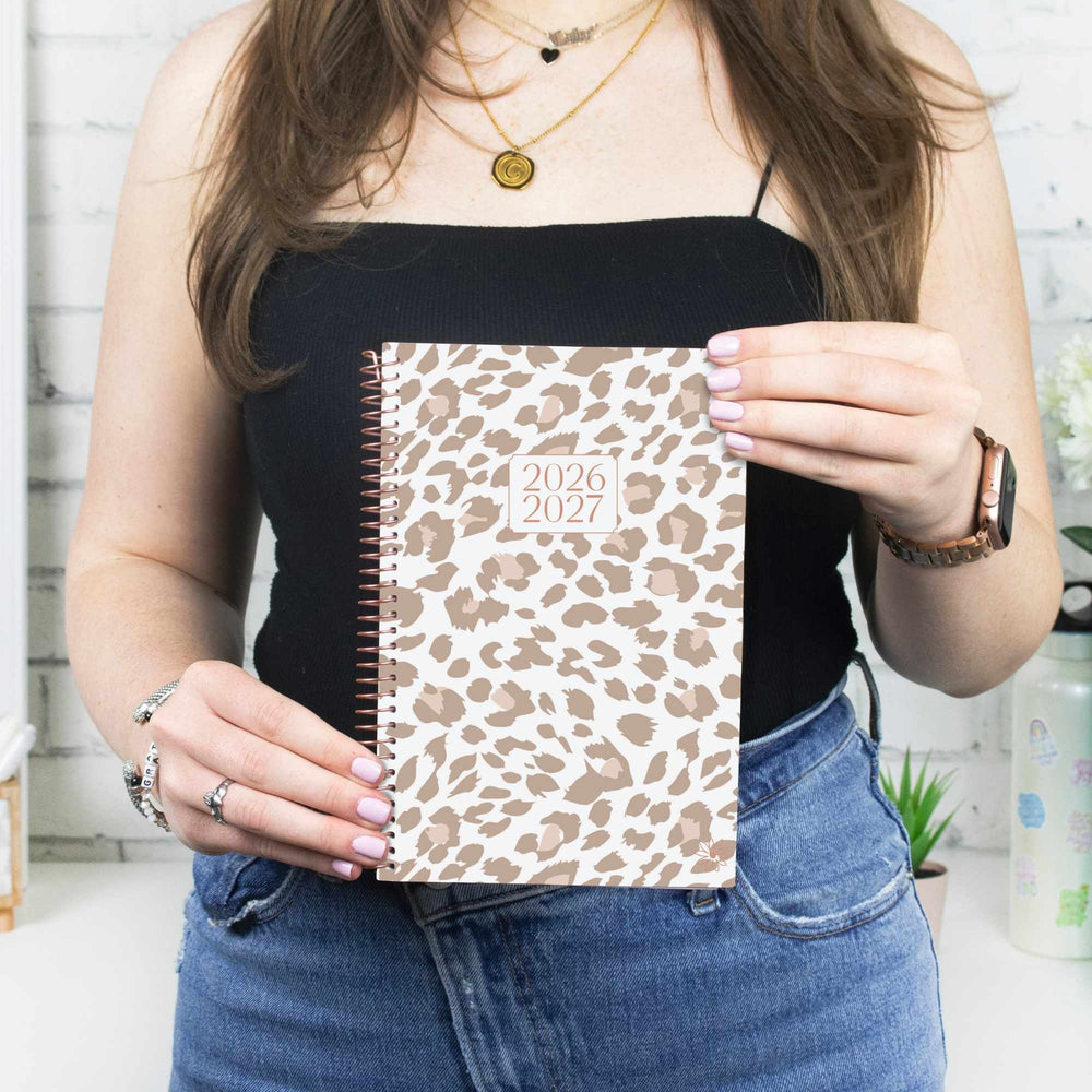 2026–27 Soft Cover Planner, 5.5" x 8.25" | Tan Leopard - bloom daily planners