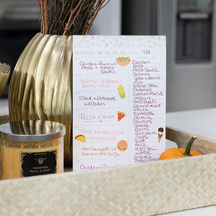 Planning Pad, 6" x 9", Meal Planning Pad with Magnets, Modern Gold