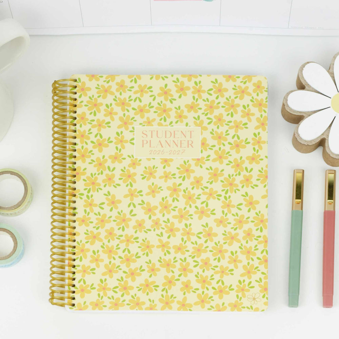 2026–27 Daisy Column Academic Planner, 7" x 9" | Butter Yellow Daisies - bloom daily planners