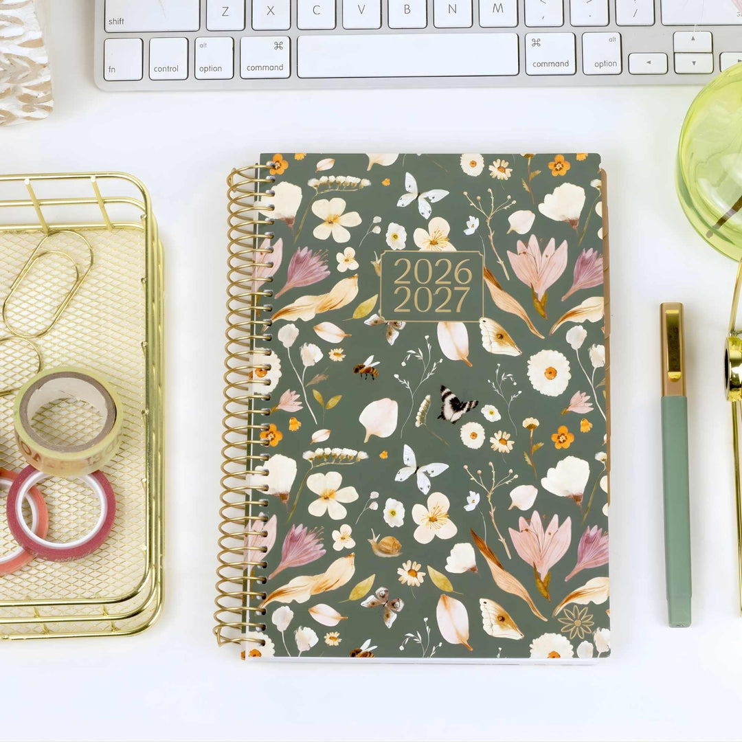 2026-27 Soft Cover Planner, 5.5" x 8.25" | Butterfly Garden - bloom daily planners