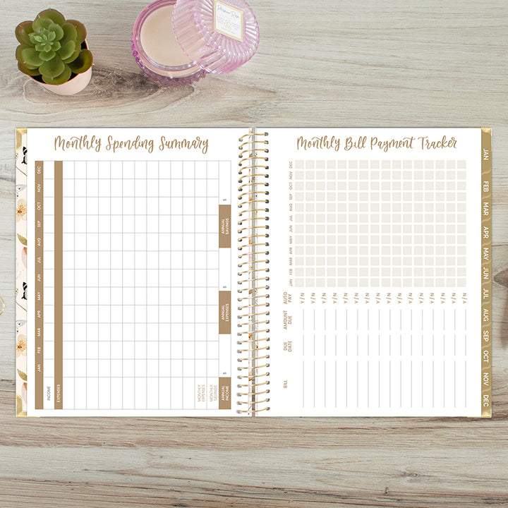 2026 Hard Cover Planner, 8.5" x 11", Butterfly Garden