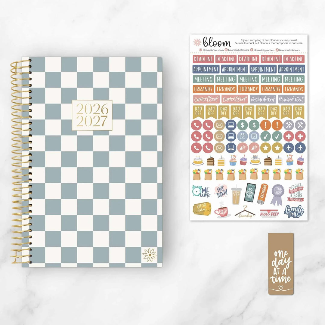 2026–27 Soft Cover Planner, 5.5" x 8.25" | Checkered - bloom daily planners