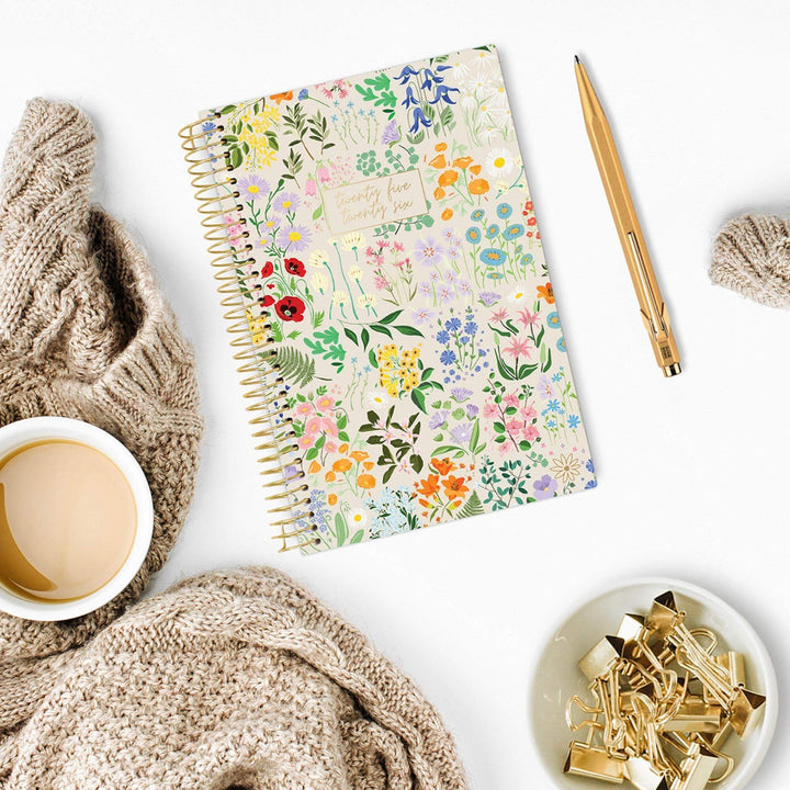 2025-26 Soft Cover Planner, 5.5" x 8.25", Garden Party, Beige